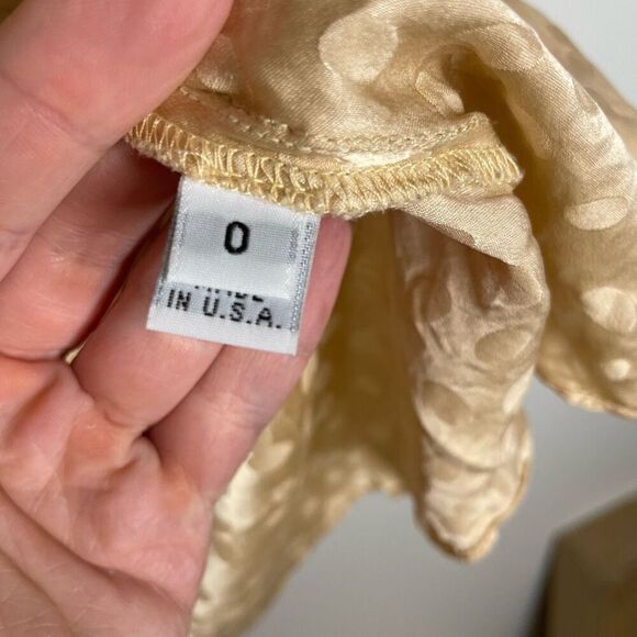 Loeffler Randall Silk Gold Tan Blouse Top Drape 0‎ Print - Picture 2 of 7